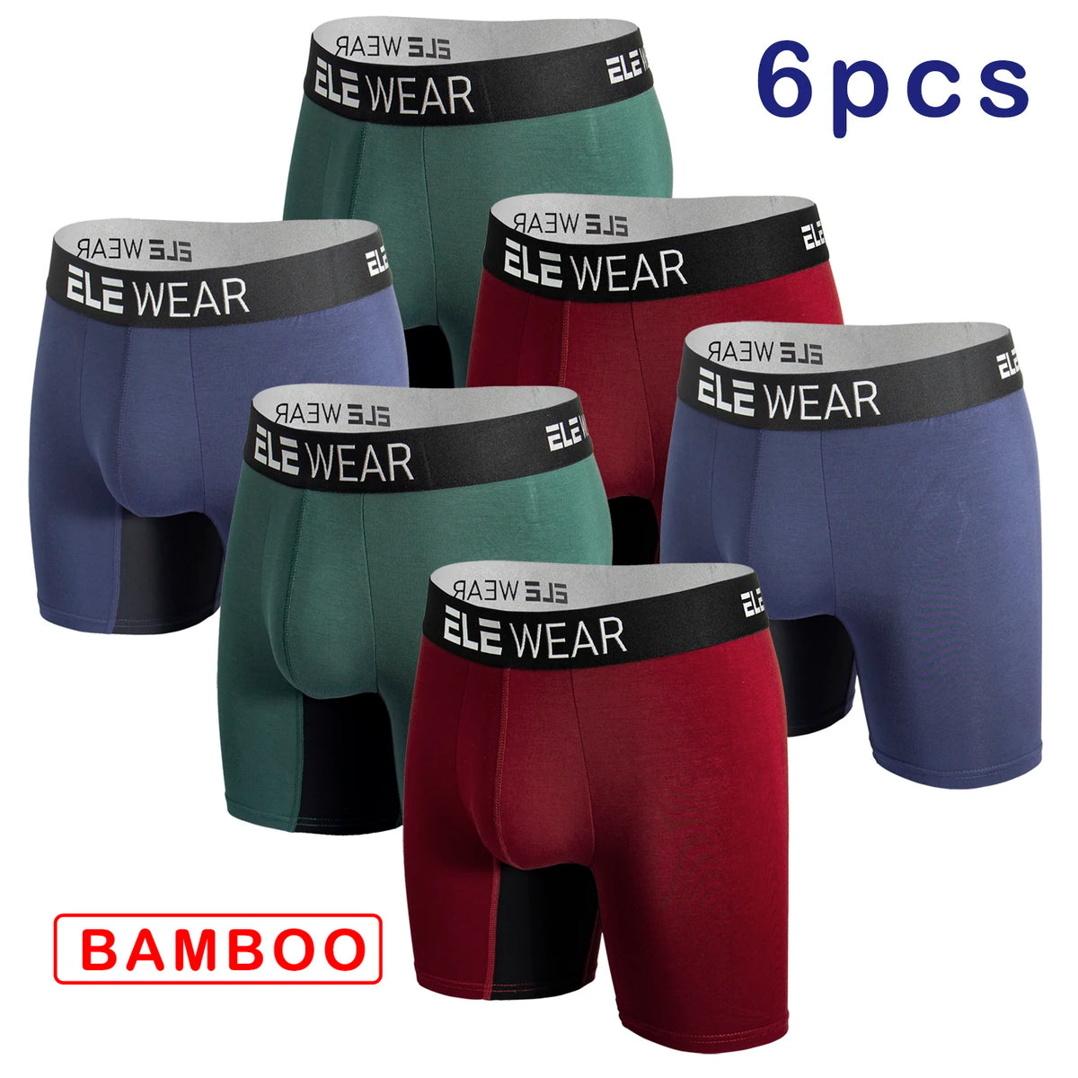 Men's Bamboo-Blend Stretch Boxer Briefs, 6-Pack