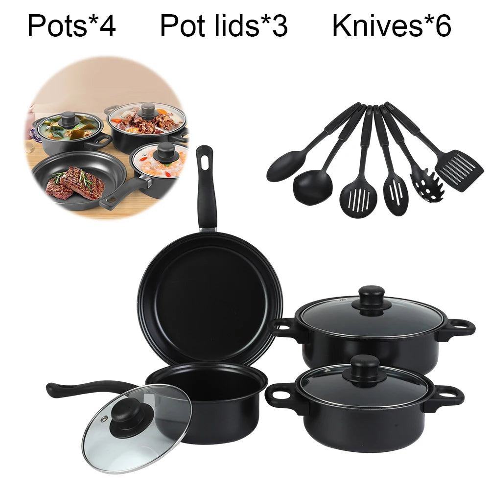 Nonstick Cookware Set – Stackable Pots, Pan & Spatulas