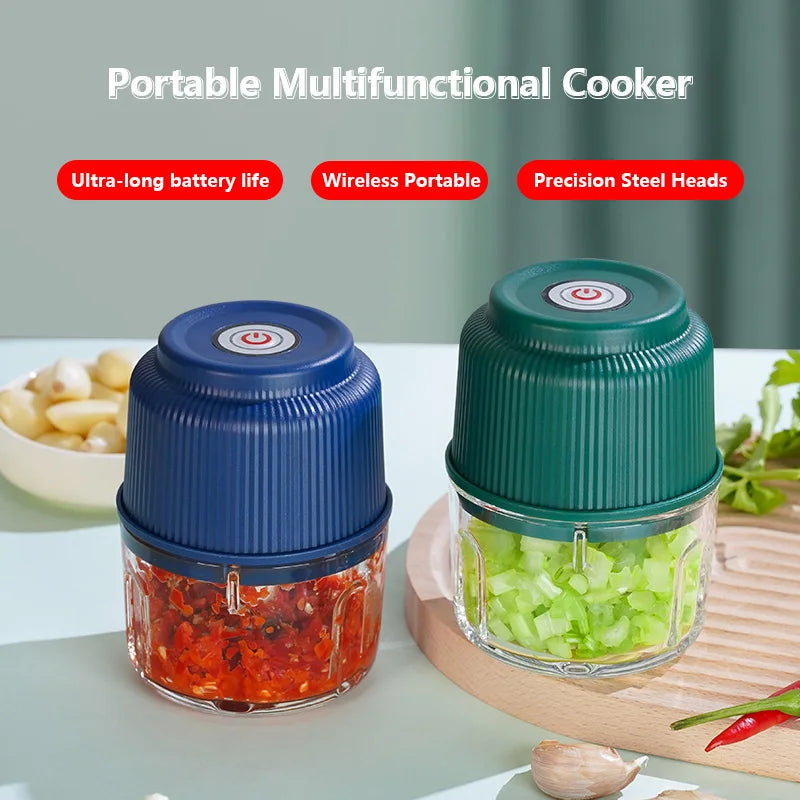 Electric Mini Garlic Chopper 8.8oz — USB Meat Grinder & Ginger Vegetable Masher