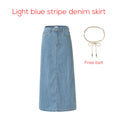 Women's Cotton Denim Skirt – Elegant Stripe & Solid A-Line Jean Skirt 2026