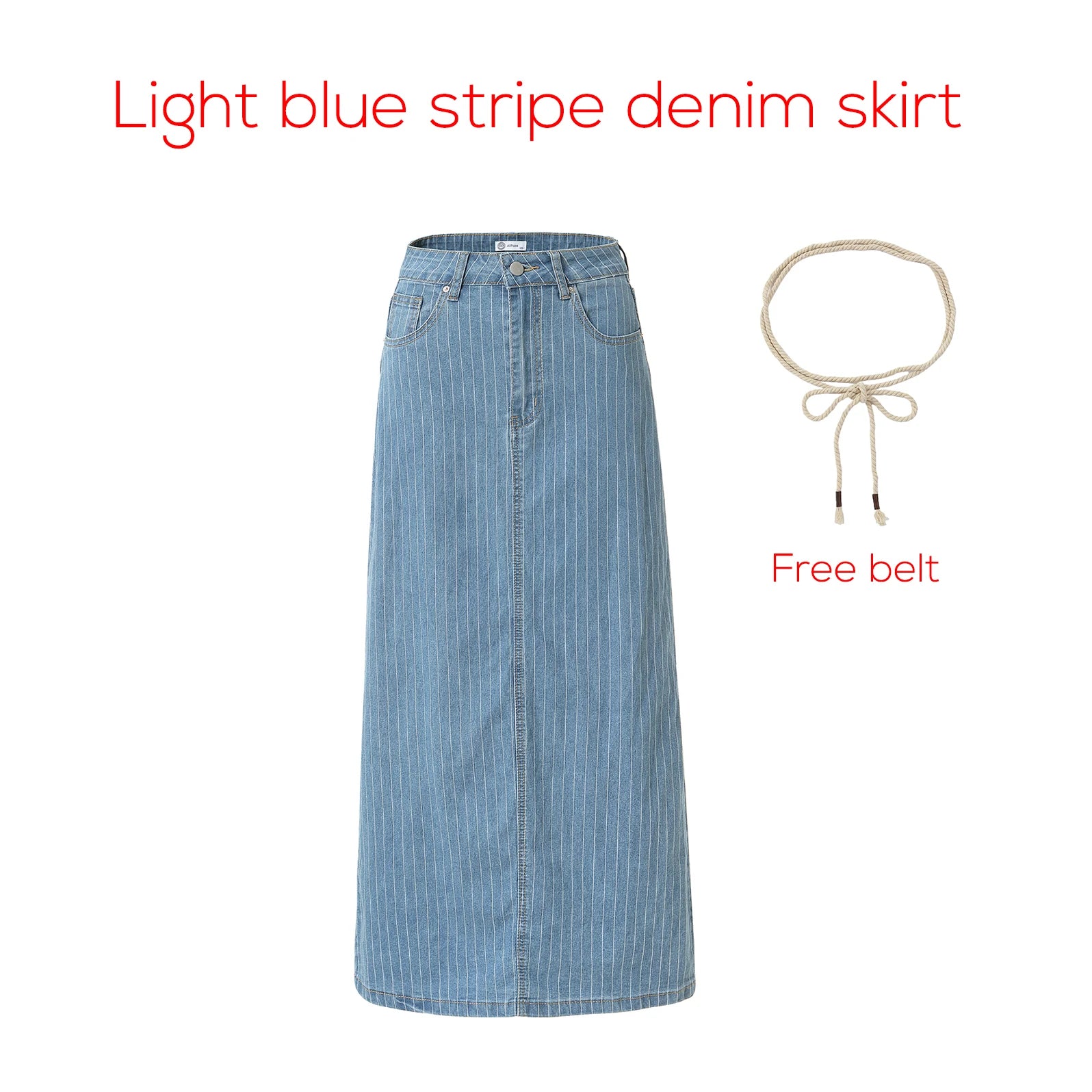 Women's Cotton Denim Skirt – Elegant Stripe & Solid A-Line Jean Skirt 2026