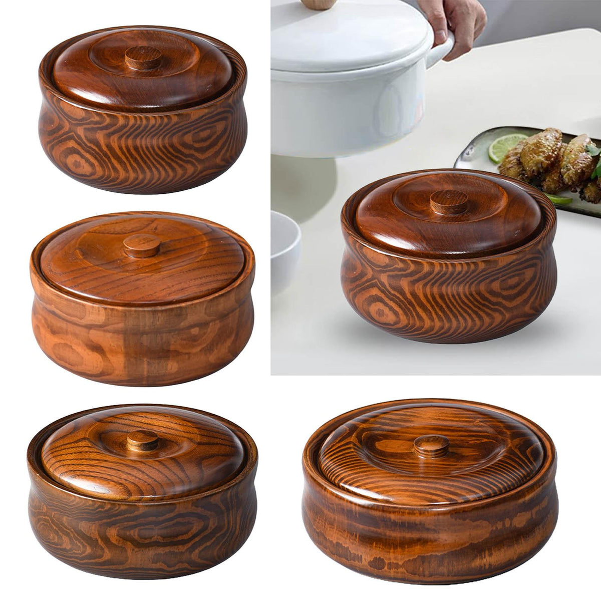 Wooden Serving Bowl with Lid