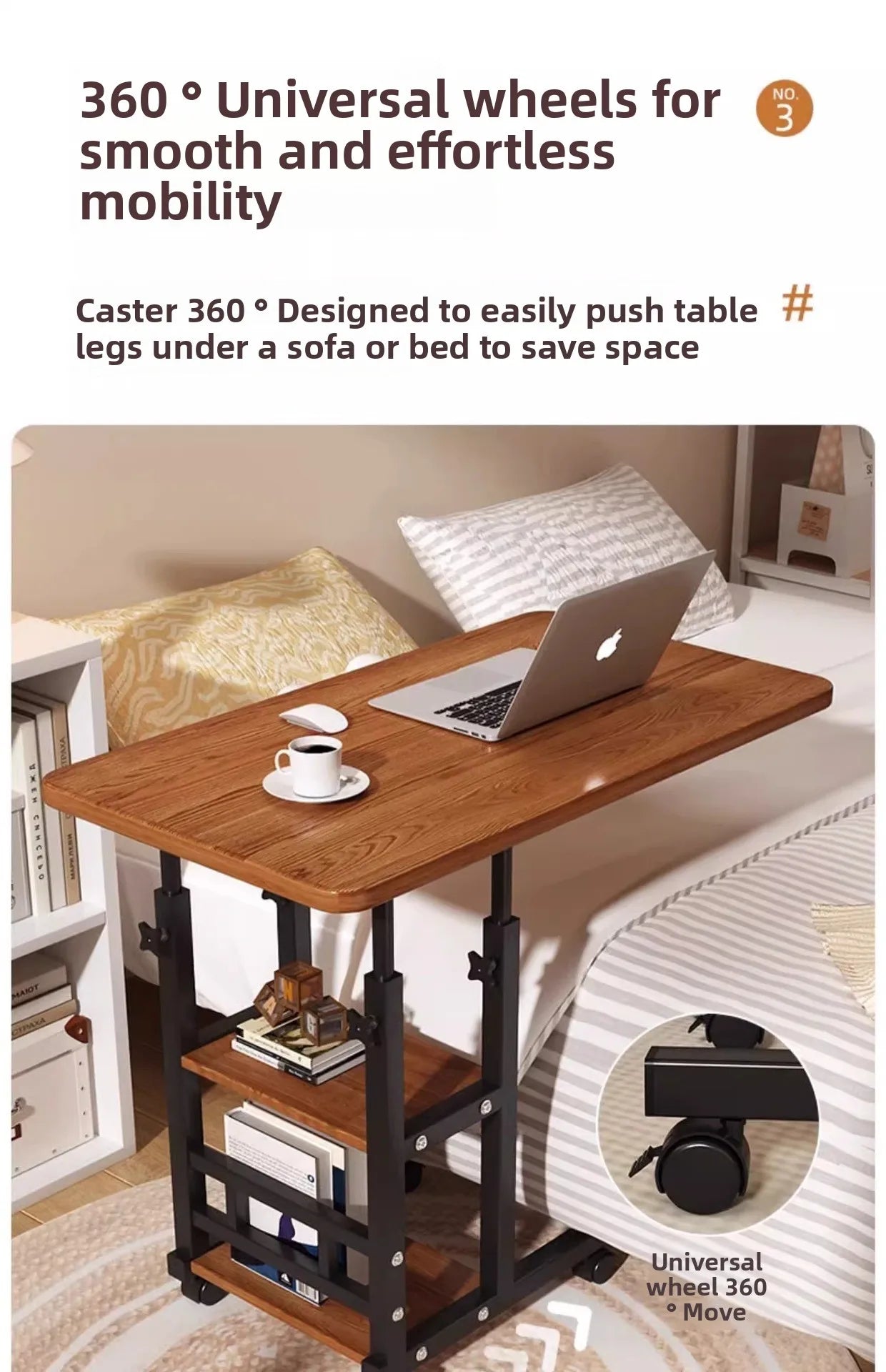 Bedside Laptop Holder & Reading Desk — Portable Bedside Table Board for Writing, Office & Computer Use