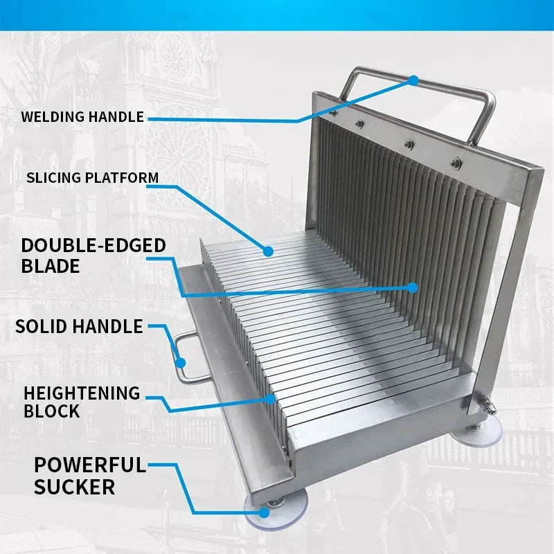 Stainless Steel Double-Blade Manual Slicer — Multifunctional Vegetable & Cooked Food Cutter