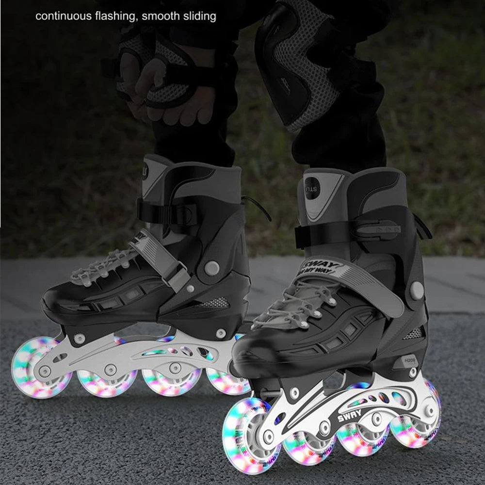 Adult Inline Roller Skates – Beginner Outdoor PU Street Freestyle Sneakers with 4 Wheels