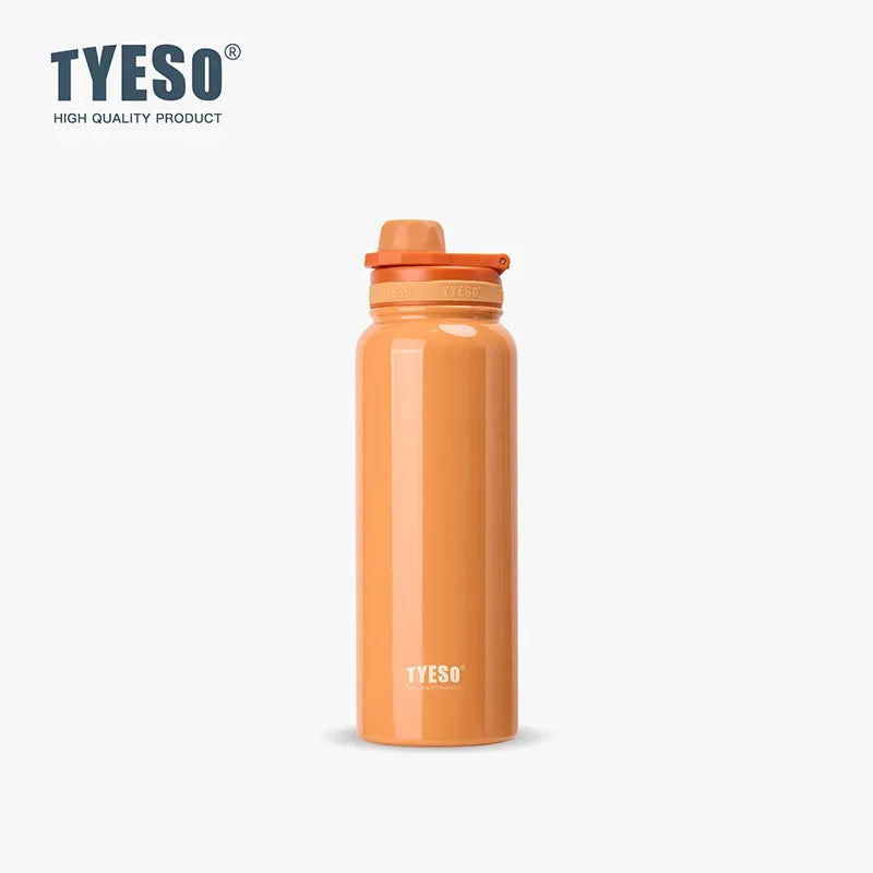 TYESO 304 SS Vacuum Thermos Bottle – Wide Mouth, Leakproof, 6–12Hr, 600–1200ml, 10+ Colors, Optional Cup Bag