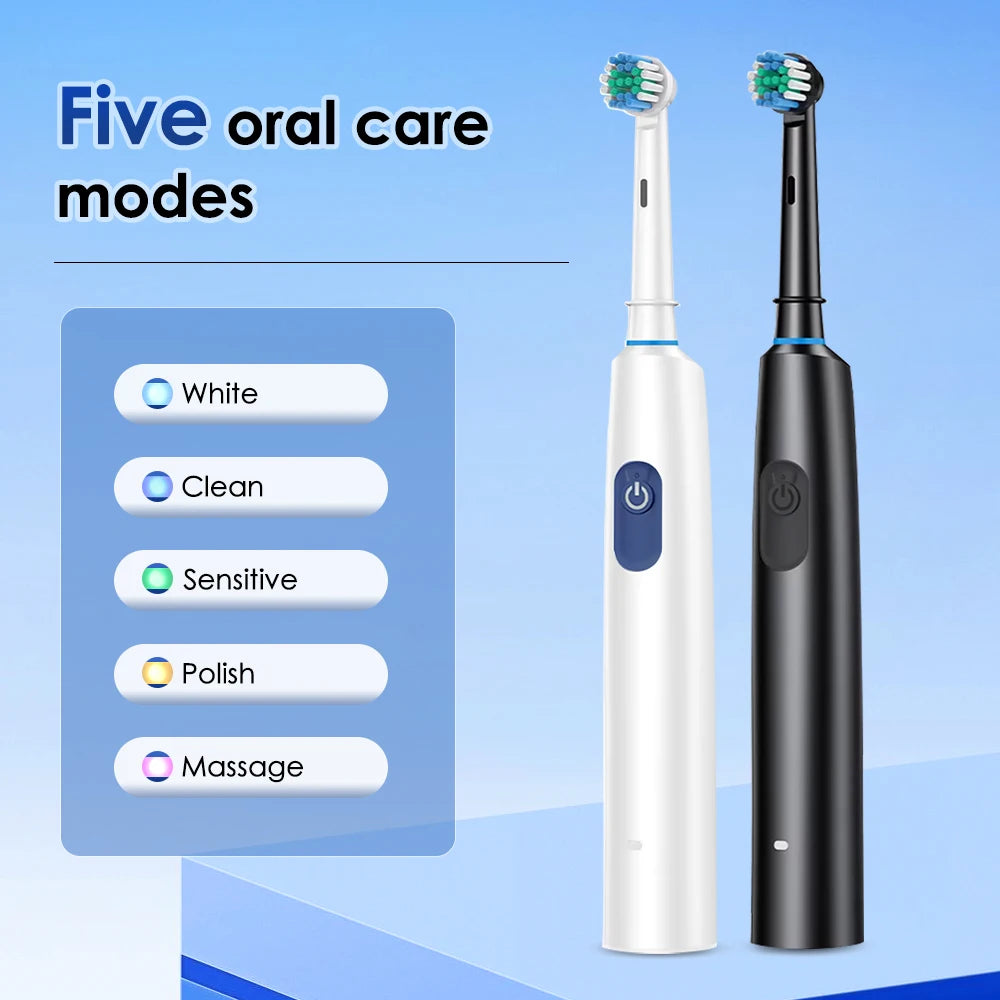 Ms.Dear Rotating Electric Toothbrush – 5 Modes, IP67 Waterproof, 30-Day Battery, 4 Brush Heads