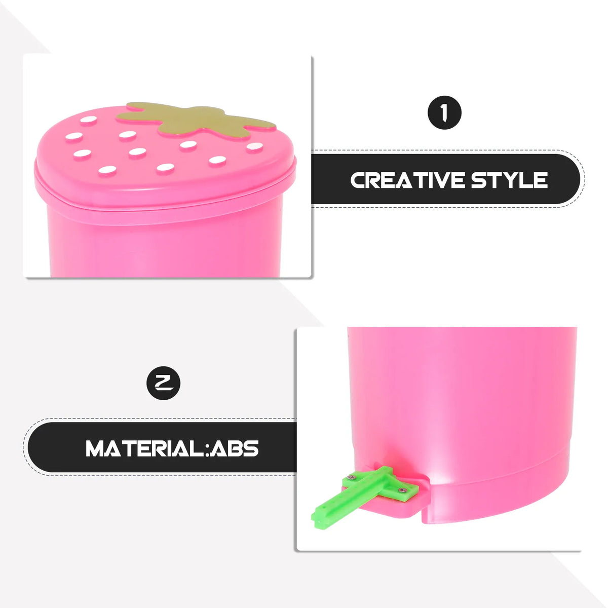 Pink Strawberry Mini Pedal Trash Can