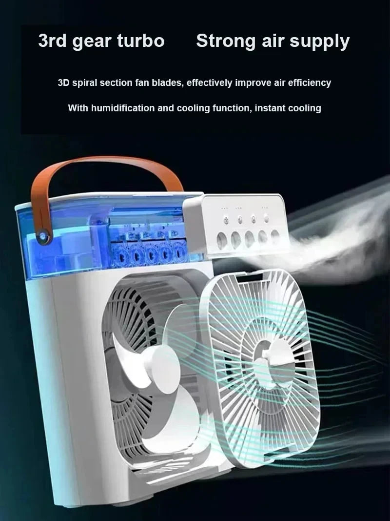 3-in-1 Portable Air Cooler — Fan, Air Conditioner & LED Humidifier for Home & Office