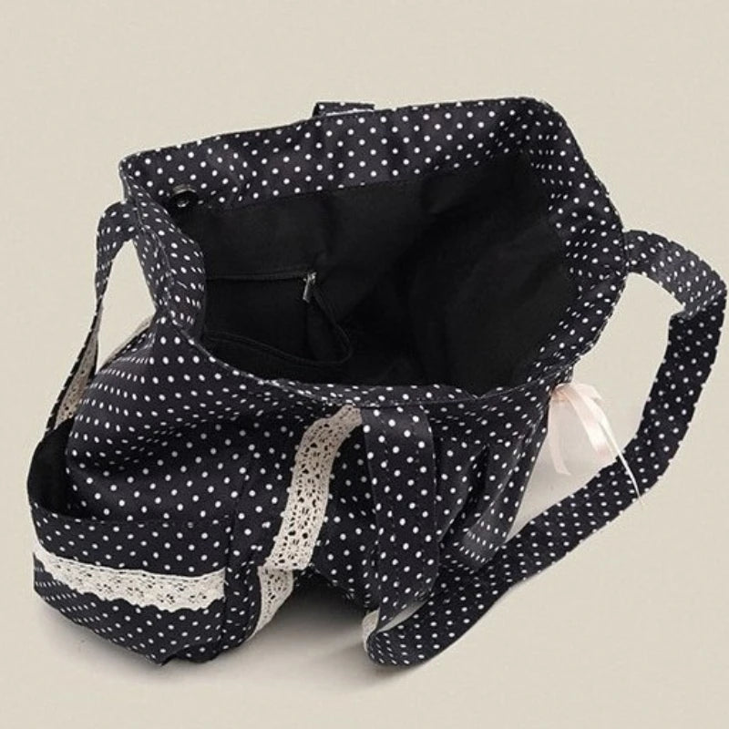 Korean Vintage Canvas Shoulder Bag – Cute Lace Large Capacity Tote & Underarm Handbag for Women