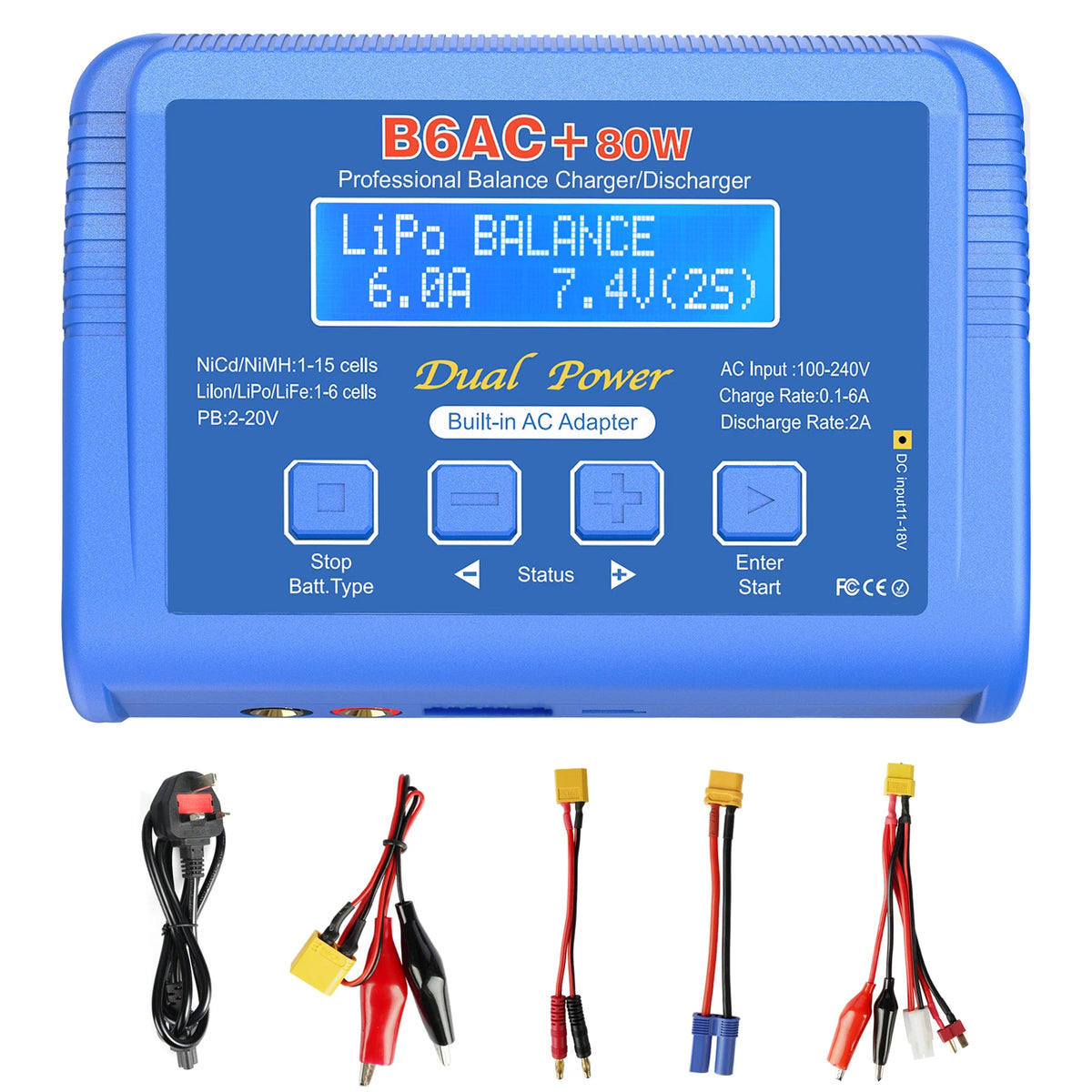 iMAX B6 80W LiPo Balance Charger Discharger – NiMH, Li-ion, NiCd, LiFe, Pb with 15V 6A Adapter