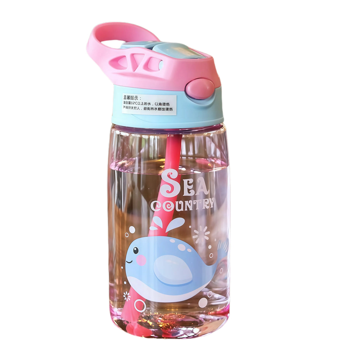480ml Kids Cartoon Straw Sippy Cup – Portable Leakproof Handgrip Water Bottle for Outdoor Sports
