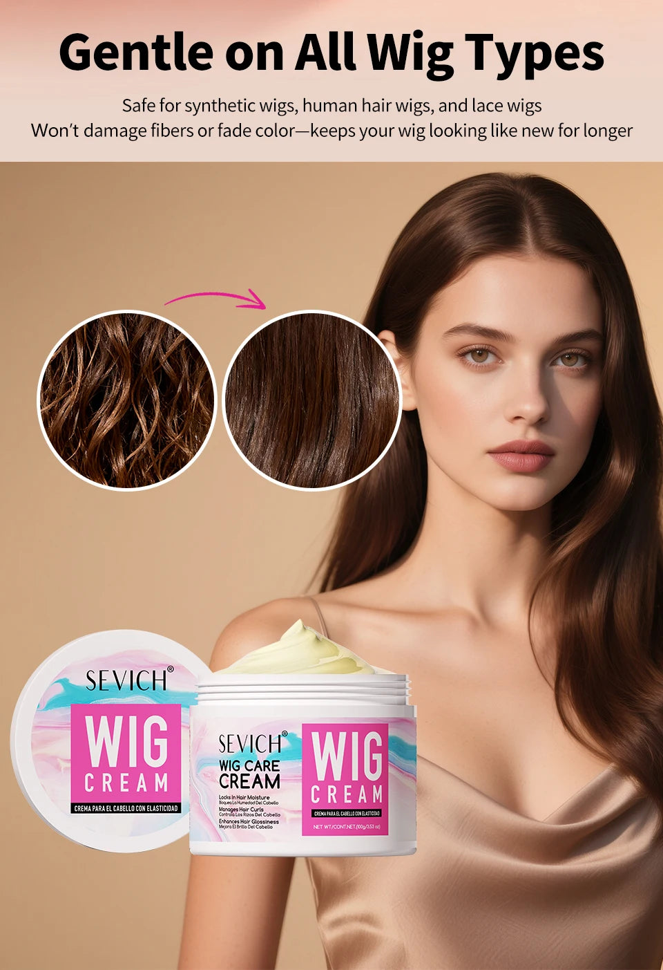 SEVICH Professional Wig Hair Care Products Wig Smoothing Keratin Hair Mask Oil Control Deep Cleansing Wig Shampoo Wig Care Spray