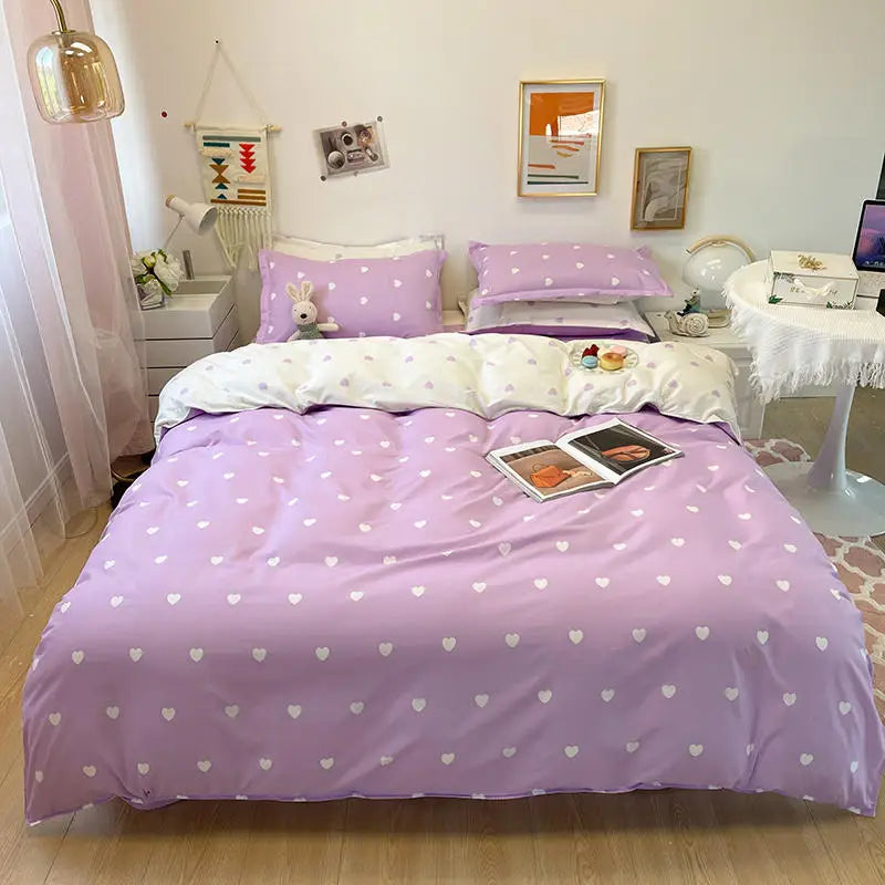 Microfiber Reactive Print Bedding Set – Duvet Cover, Flat Sheet & Pillowcases, 16 Patterns & 5 Sizes