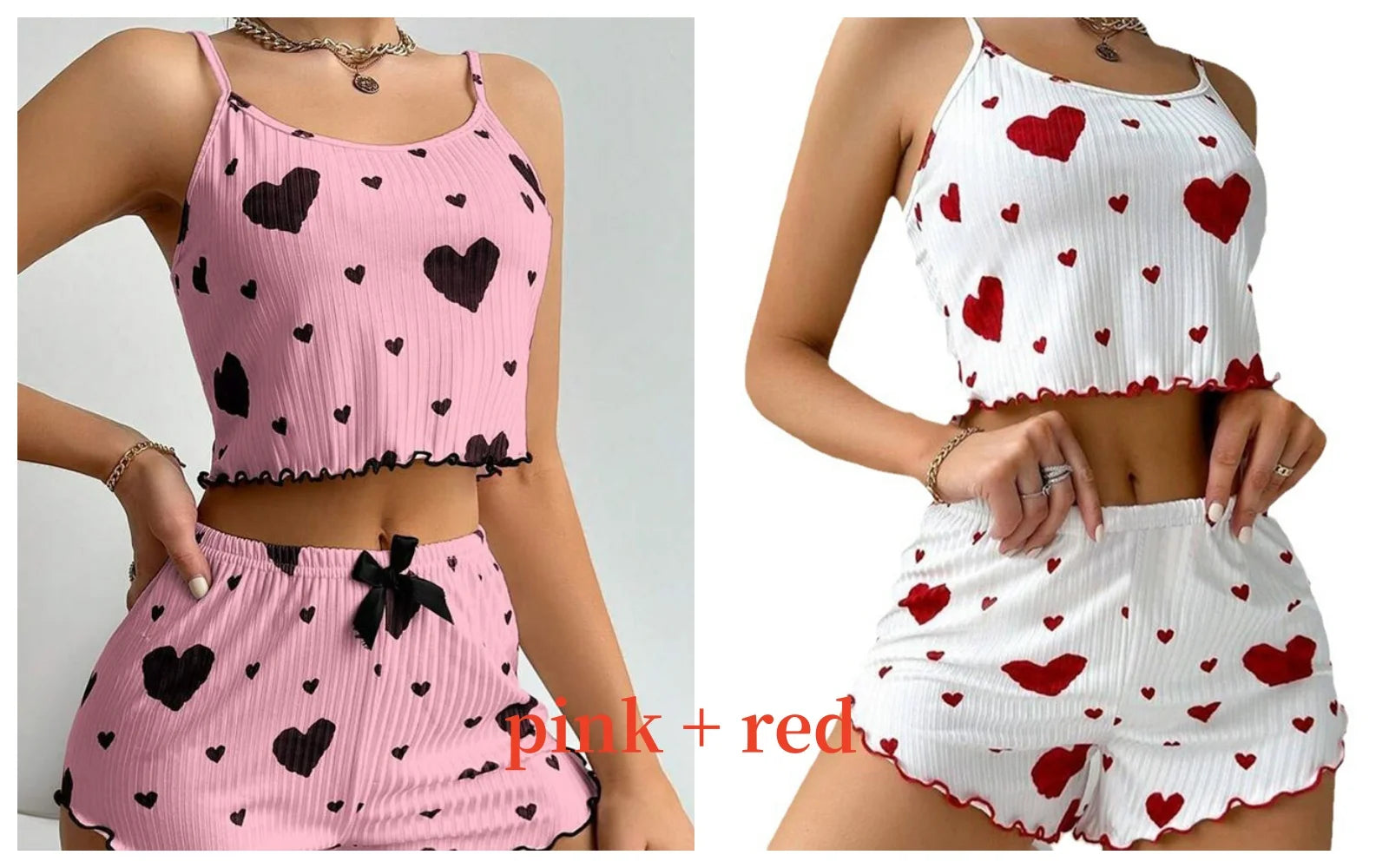 Women's 2-Piece Tank Top & Shorts Pajama Set | Soft Casual Love Print Sleepwear