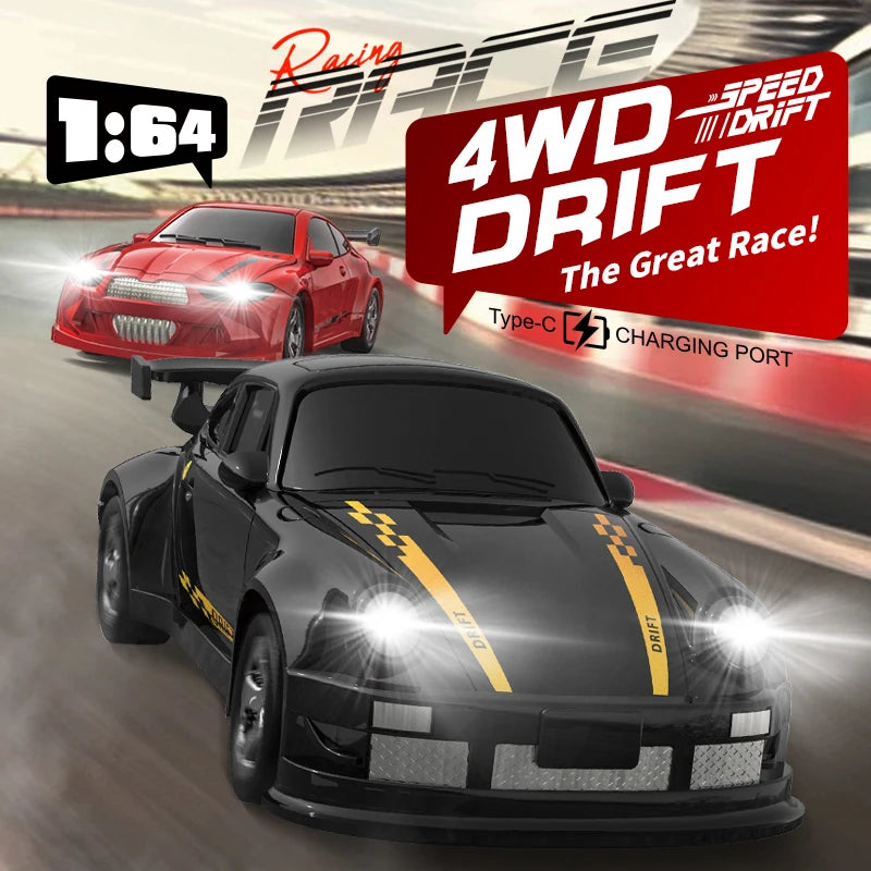 1/64 Scale Mini 4WD RC Drift Car – High Speed GTR Racing Model