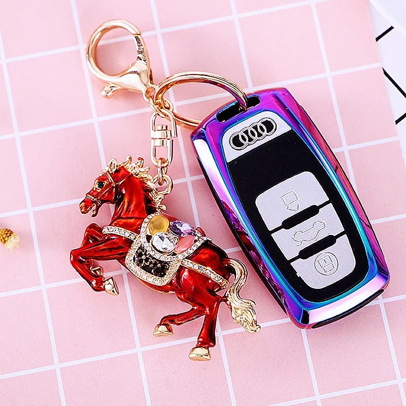 Cute Metal Horse Keychain – Zinc Alloy Bag Pendant Key Ring Gift for Women & Men