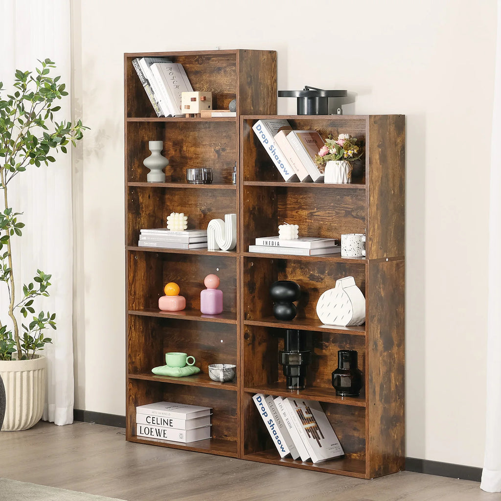 JHK 6-Tier Wooden Bookcase – 63 Inch Tall, Floor Standing Open Bookshelf for Living Room & Home Office
