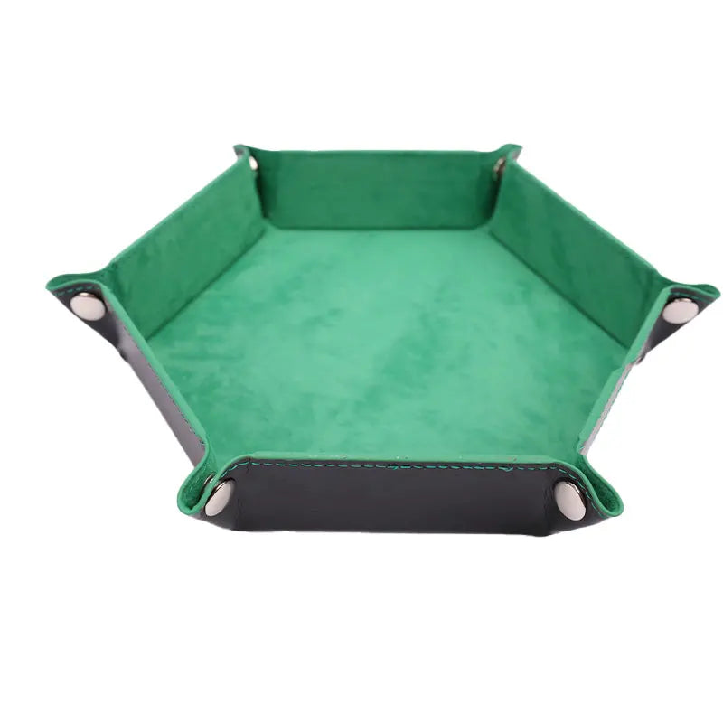 Foldable PU Leather Dice Tray – Hexagon & Square Folding Coin Tray for Dice Games