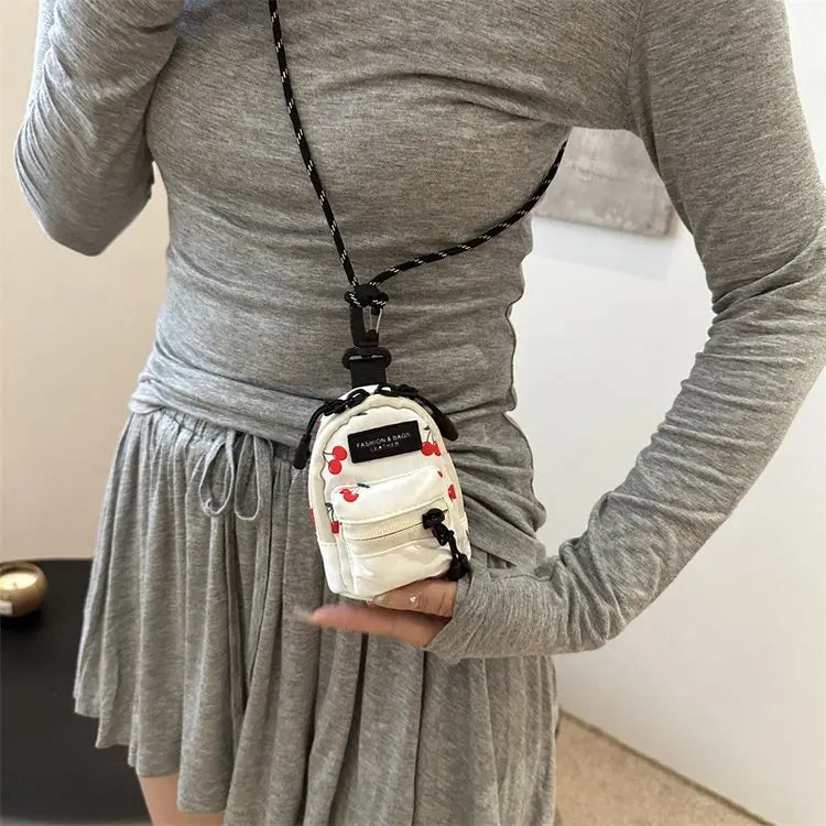 Women Small Bag Mini Lipstick Headphones Trendy Fashionable Pendant Bag Simple Niche Design Fabric Single-shoulder Crossbody Bag