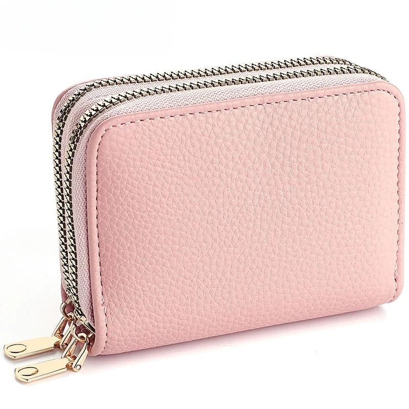 Women's Double Zipper Short Wallet – Fashion Credit Card Holder with Large Capacity Coin Purse