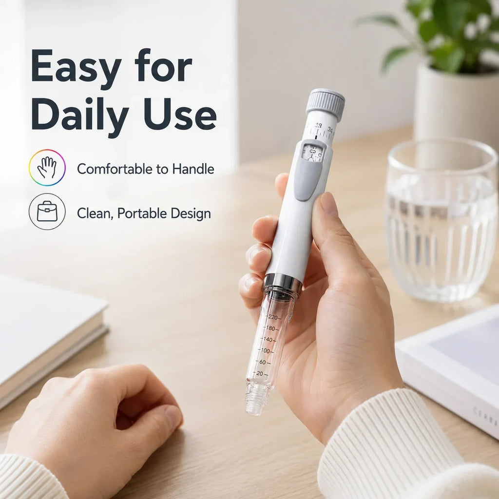 Reusable Insulin Injection Pen – Metal V2 Adjustable 60IU Dose Control with Clear Scale