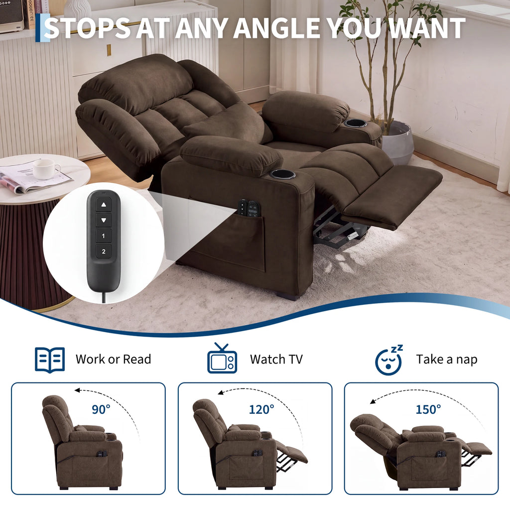 Power Recliner with Heat, Massage & 22-Inch Seat