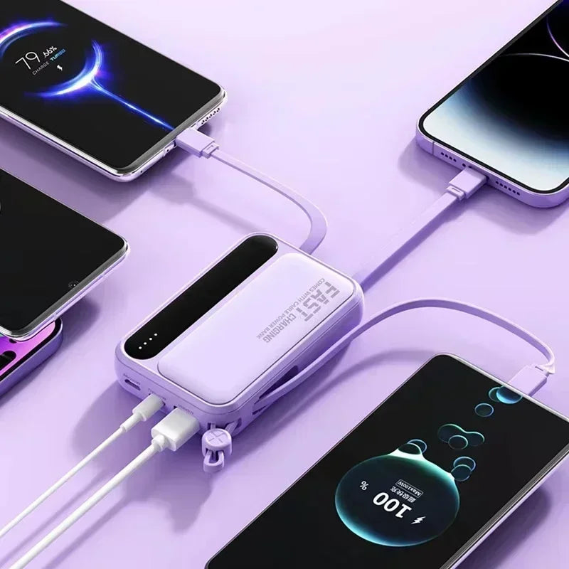 VIVO 500000mAh Power Bank – Built-in 4 Cables Super Fast Charging Portable External Battery 2026