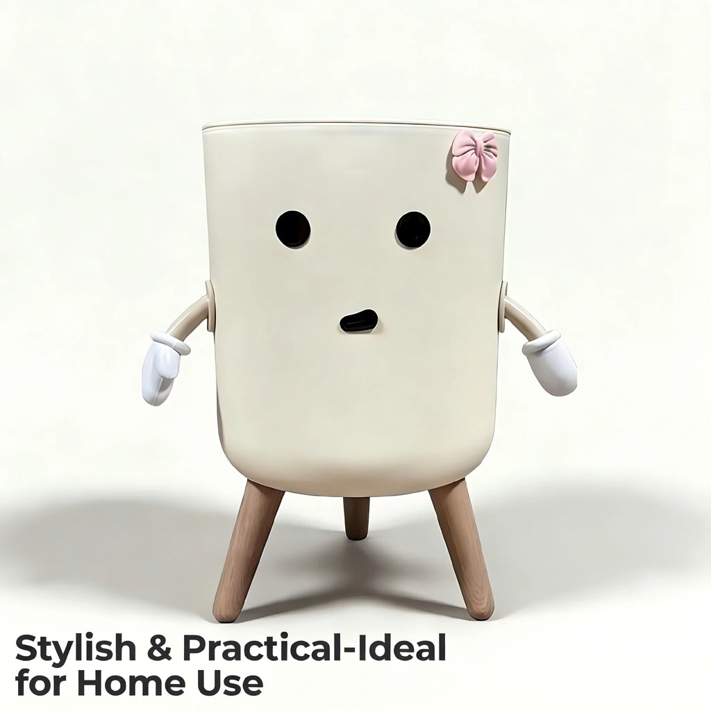 12L Cartoon Trash Can with Flip Lid