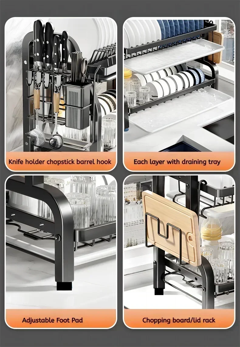 Layered Kitchen Dish Drain Rack & Tableware Sorting Shelf – Bowl, Chopstick & Utensil Organizer