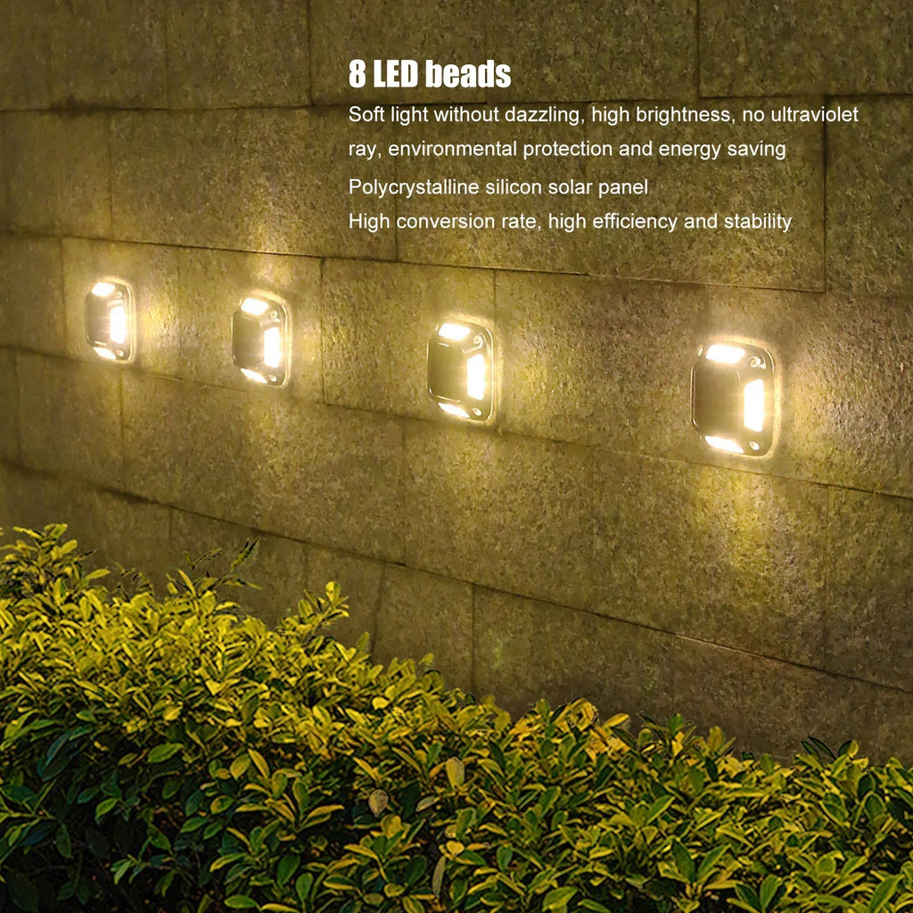 Solar Ground Garden Light — 8 LED Waterproof Warm Light Driveway Marker Lamp