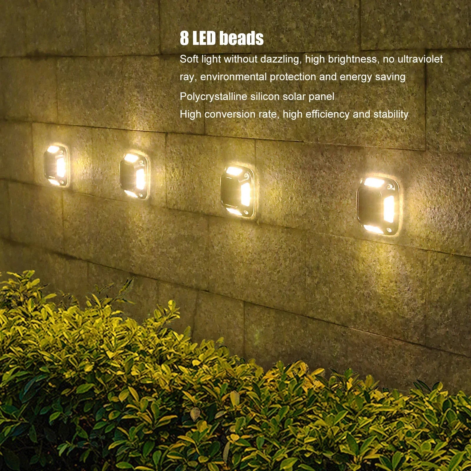 Solar Ground Garden Light — 8 LED Waterproof Warm Light Driveway Marker Lamp