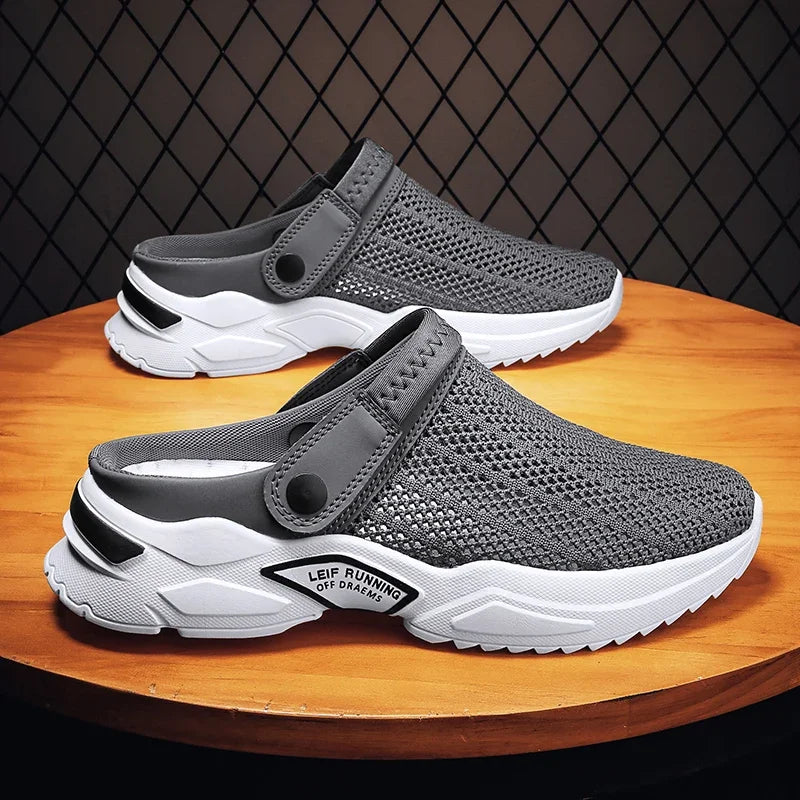 Men's Orthopedic Mesh Sandal Slippers – Hollow Out Breathable Diabetic Walking Shoes with Arch Support