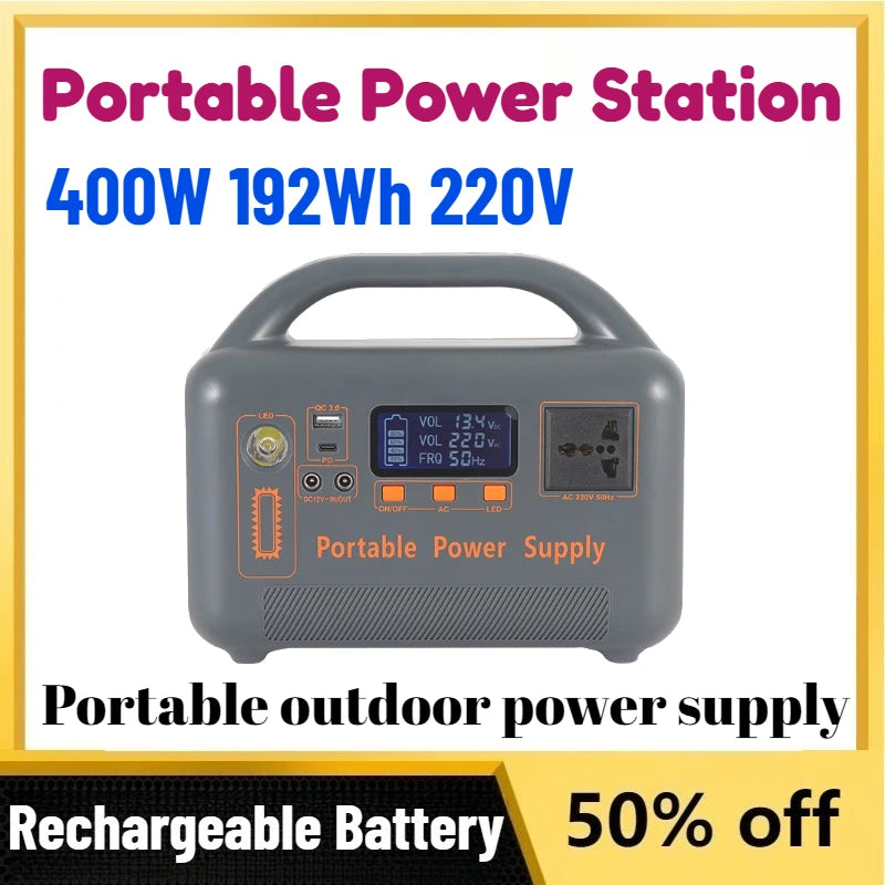 400W Portable Power Station — High-Capacity Solar Generator for Camping & Emergency