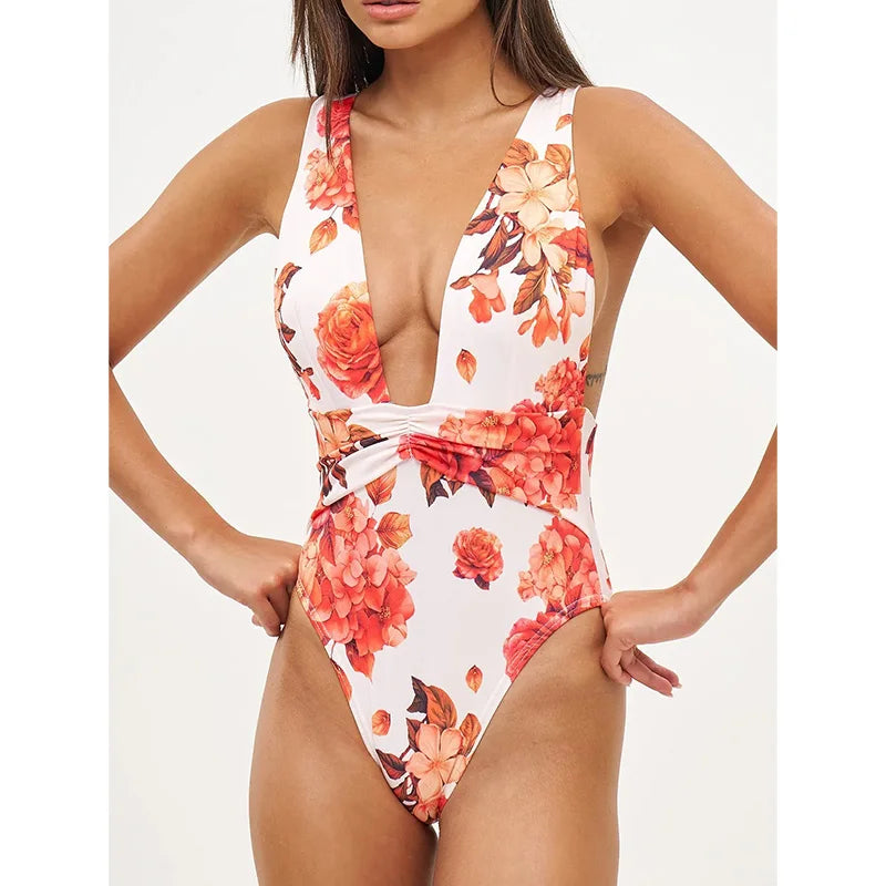 Long Dress Bikini Cover Up | Print Mesh Swimwear, Sexy Floral, Bandage Detail, S-XL