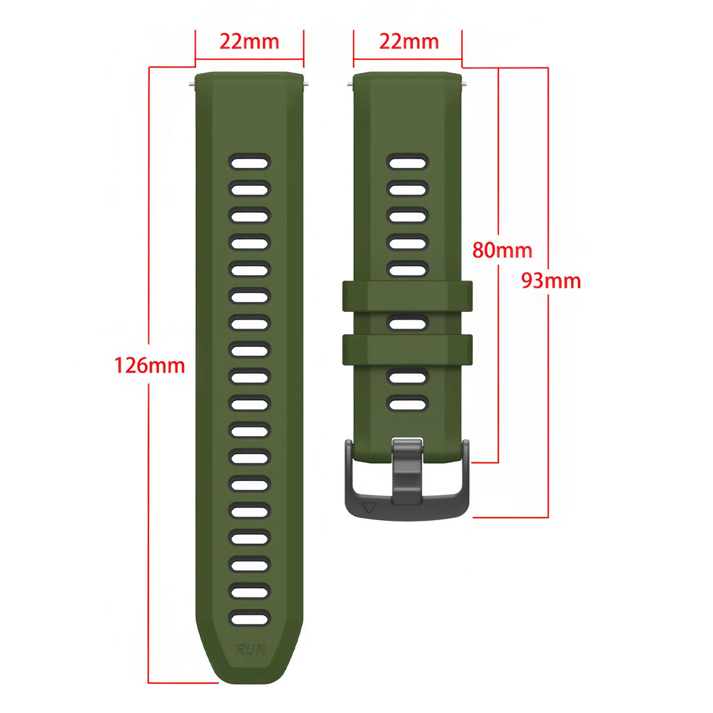 Two-Tone Silicone Sport Watch Band for Garmin Forerunner 265/255/570 & Venu 2/3 | 22mm Quick Release Strap