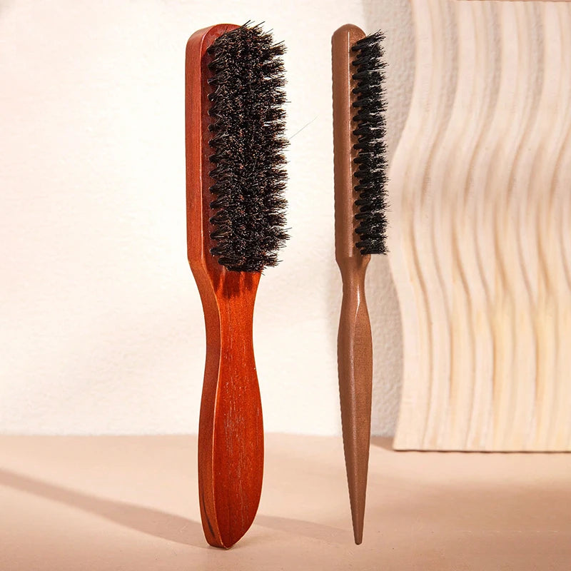Premium Bristle Hairbrush with Wooden Handle – Frizz Reducer & Scalp Massage Brush
