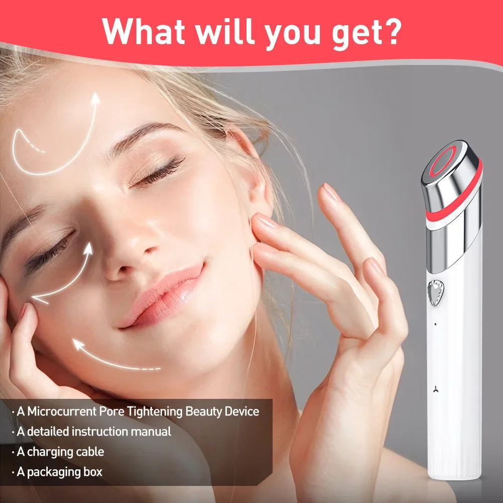 4-in-1 Microcurrent Skin Booster Wand – Red Light Therapy, Therapeutic Heat & Vibration Anti-Aging Face Tool