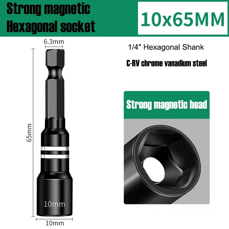 Magnetic Hex Shank Nut Driver Set — Power Tool Bit Adapter for Drill & Impact Driver