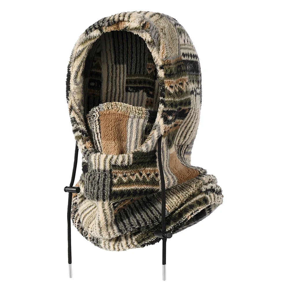 Fleece Balaclava Hood with Drawstring and Neck Warmer