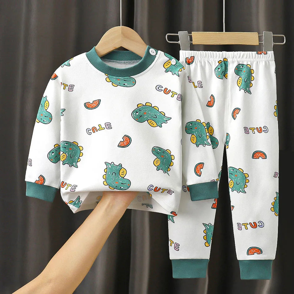 Kids' Unisex Cotton Cartoon Pajama Set | Soft Warm Sleepwear for Boys & Girls