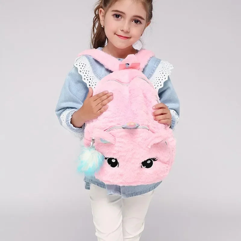 Unicorn Backpack – Girls Plush School Bag