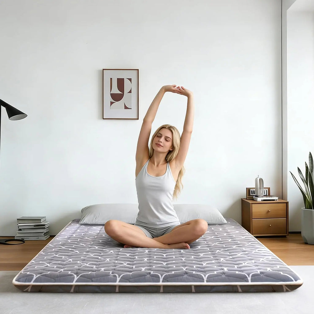6th Gen Japanese Floor Futon Mattress | Extra-Thick 9-Layer, 100% High-Density Foam, Twin Size 39"x80", Portable & Foldable