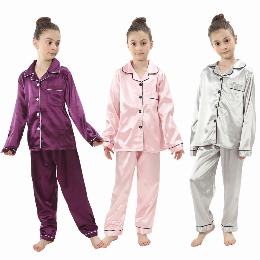 Kids' Ice Silk Pajamas Set | Summer Thin Short Sleeve Shorts 2-Piece Boys & Girls Homewear