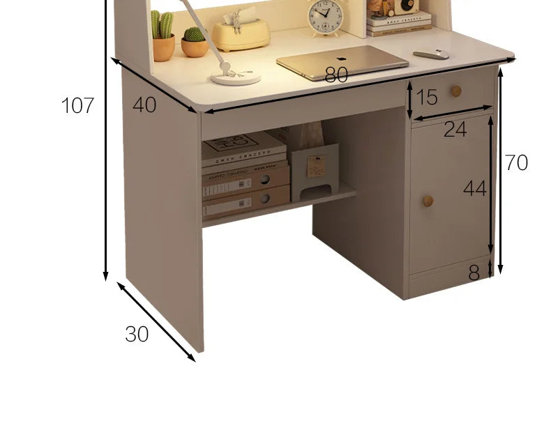 Bookshelf Integrated Computer Desk — Modern Minimalist MDF Student Writing Desk, Multiple Sizes & Finishes
