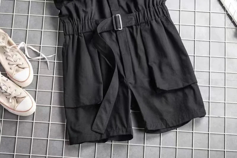 Men's Japanese Retro Work Style Short Sleeve Shirt & Shorts Set – Ice Silk 2-Piece