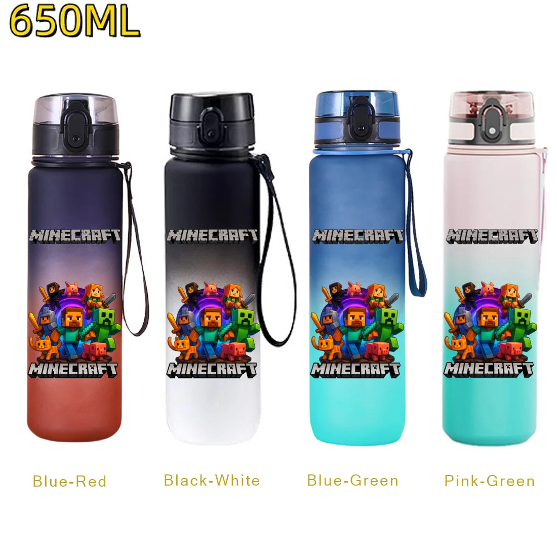 650ml Gradient Color PC Sports Water Bottle with Handle – Leakproof Shaker Bottle for Fitness, Travel & Office