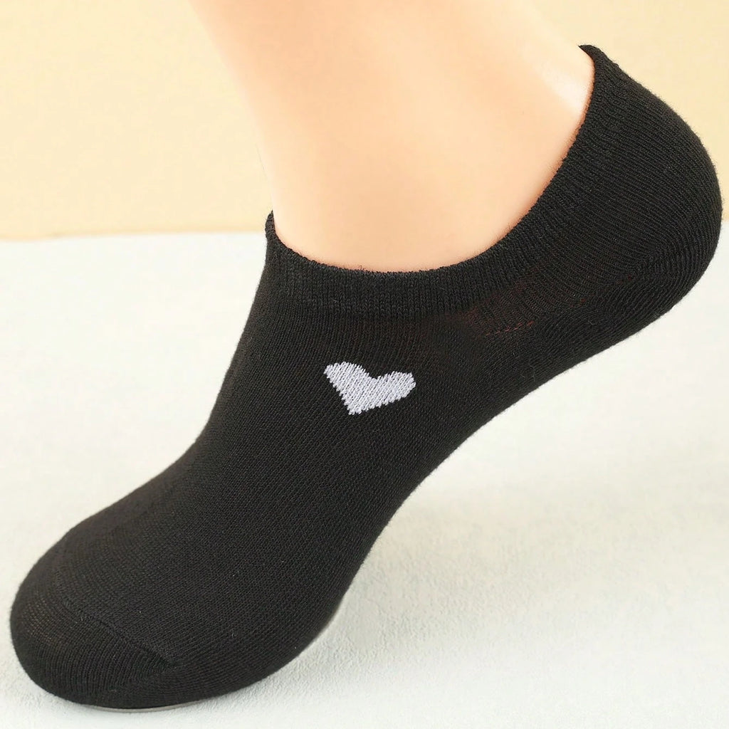 Women's Heart No-Show Socks – Stretch Knit