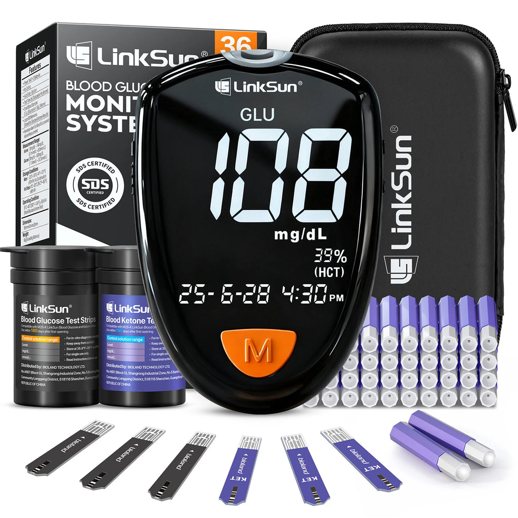 Blood Glucose & Ketone Testing Kit – 2-in-1 Monitor with 25 Glucose + 10 Ketone Strips