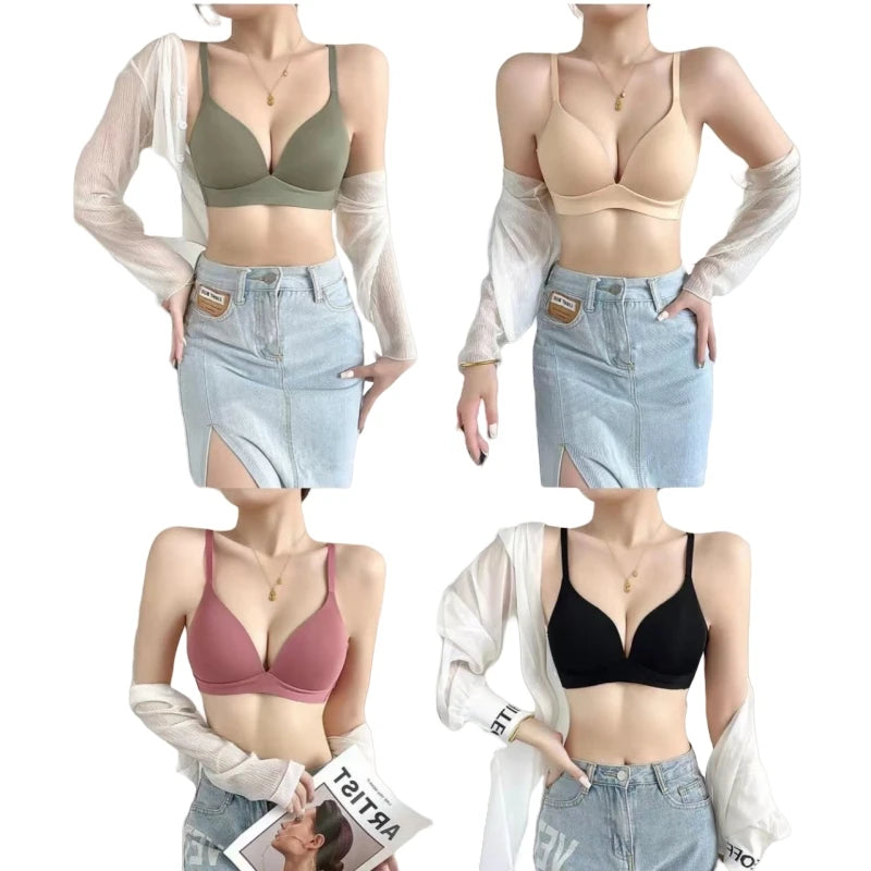 Japanese Seamless Deep-V Wireless Push-Up Bra — Comfortable Everyday Lingerie
